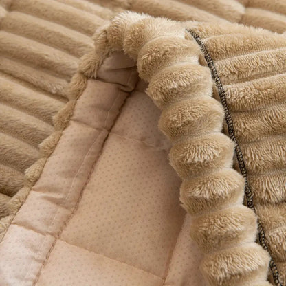 Elegant Plush Sofa Cover | Cozy Microfiber Blend with Hand-Pleated Edges | Stylish Protection for Your Living Room 4