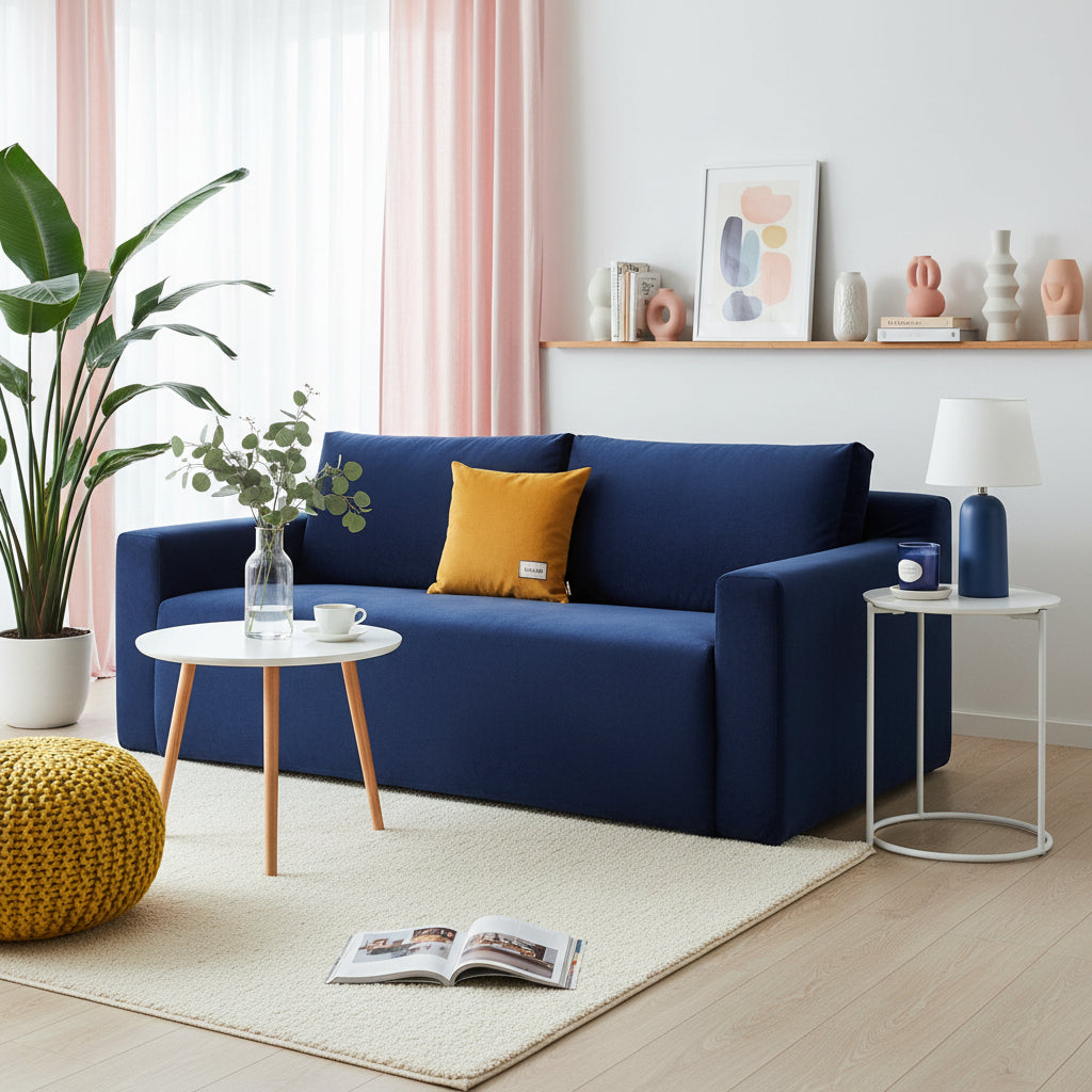 Elegant Velvet Couch Cover | Navy Blue Slipcover Sofa with Non-Slip Design | Adaptable Protection for All Couch Sizes 2