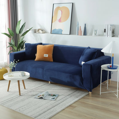 Elegant Velvet Couch Cover | Navy Blue Slipcover Sofa with Non-Slip Design | Adaptable Protection for All Couch Sizes 7