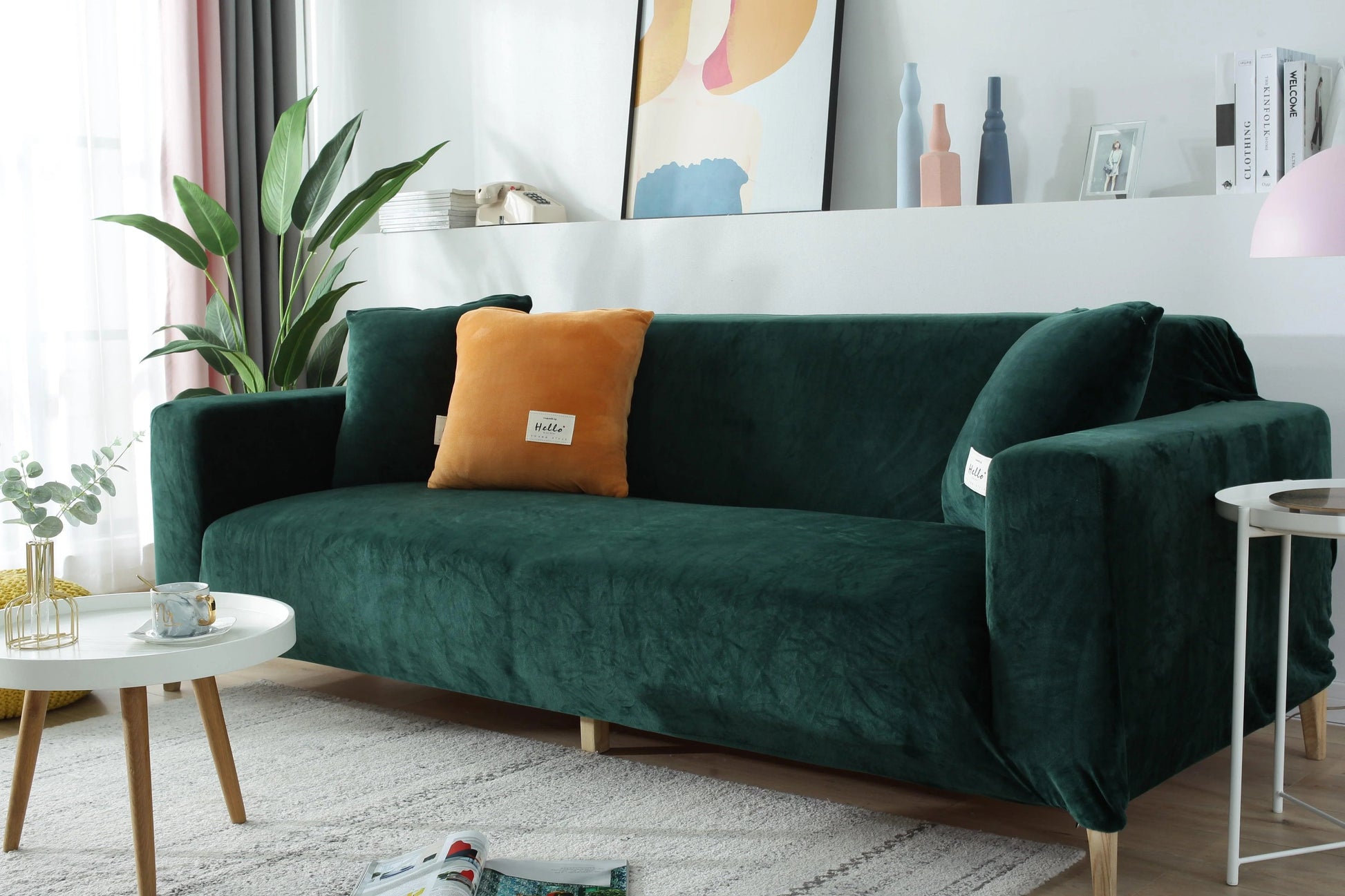 Elegant Velvet Couch Cover | Non-Slip Design with Expandable Cushions for Perfect Fit 3