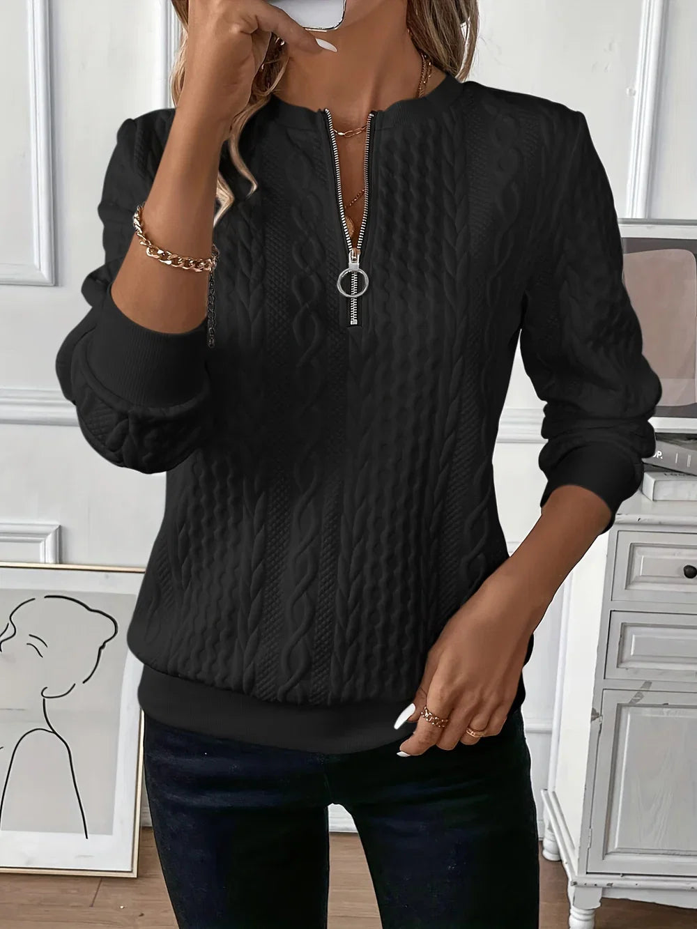 Delphine Women's Sweater - fabric and finish detail