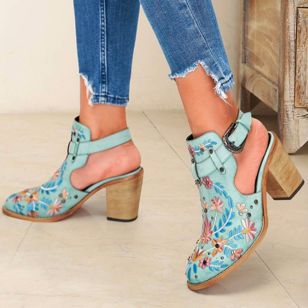 Liana Women's Floral Ankle Boots - styled view