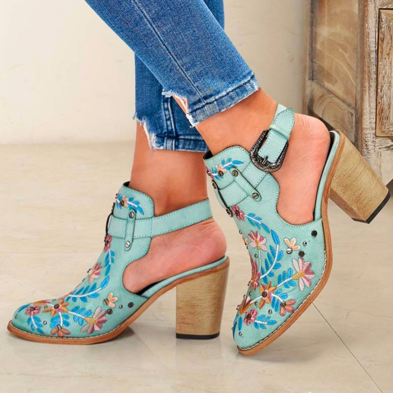 Liana Women's Floral Ankle Boots - fabric and finish detail
