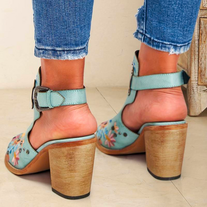 Liana Women's Floral Ankle Boots - back view