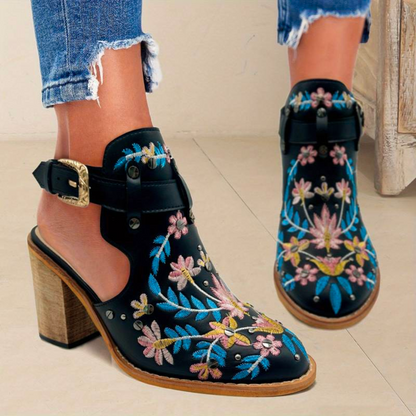Liana Women's Floral Ankle Boots - full-length view