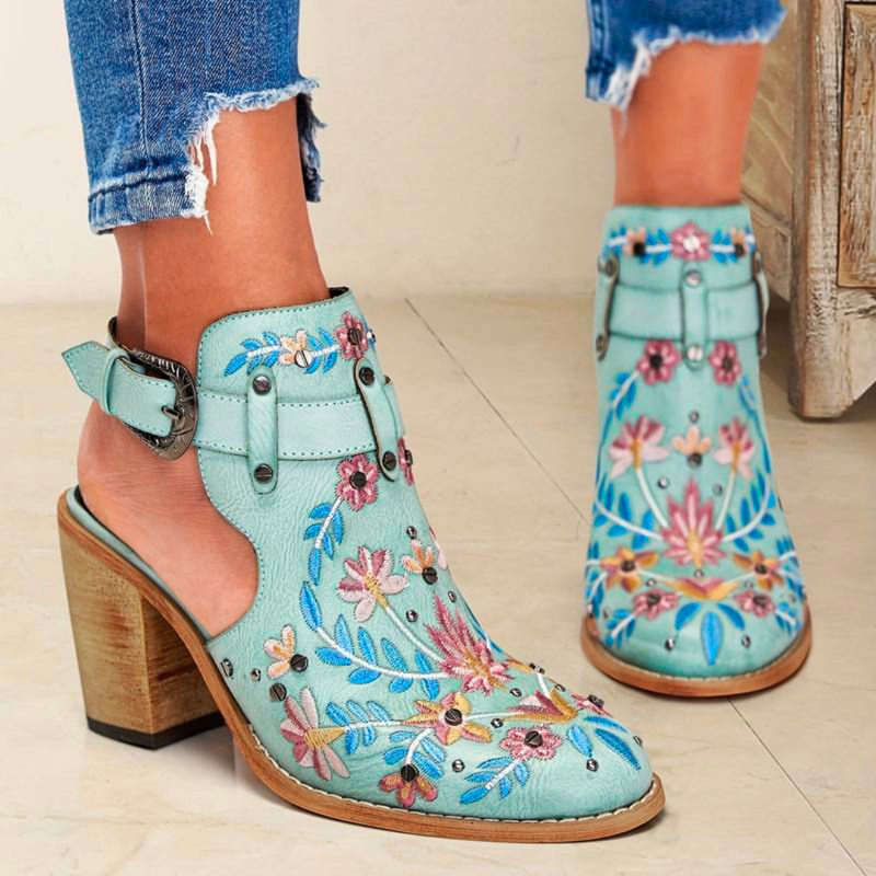 Liana Women's Floral Ankle Boots - front view