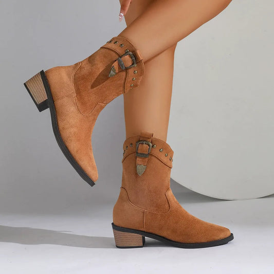 Freya Women's Suede Boots - styled view