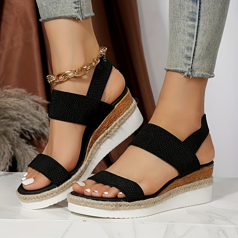 Iris Women's Platform Espadrilles | Black, White