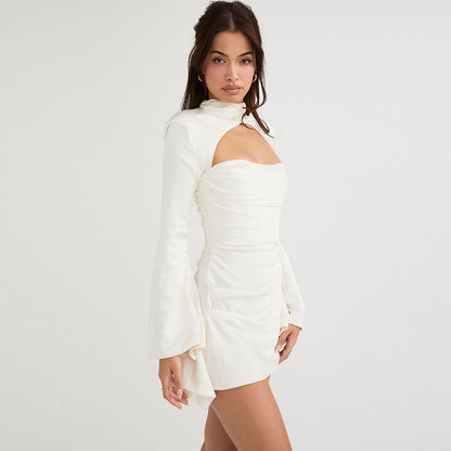 Evara Women's Mini Dress | Long Sleeve, Elegant Cut-Outs