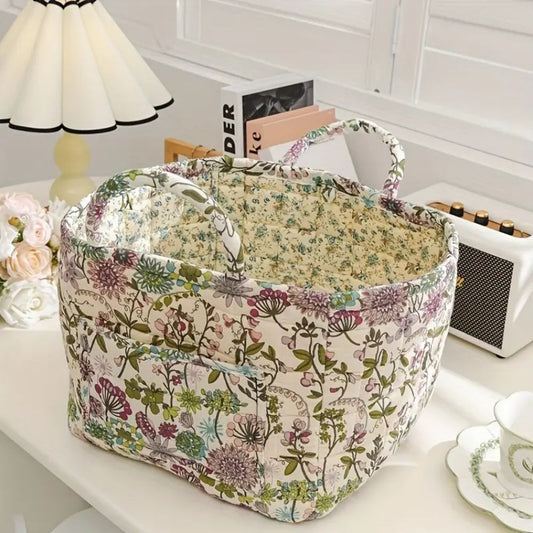 Floral Canvas Storage Basket – Lightweight, Durable Design for Organizing Clothes, Shoes, and Accessories 0