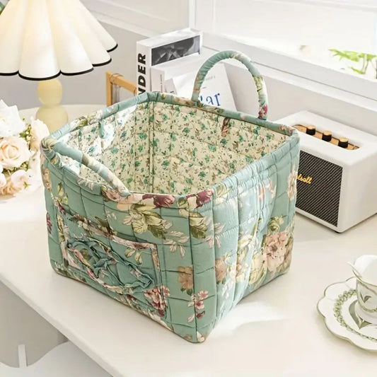 Floral Canvas Storage Basket – Lightweight, Durable Design for Organizing Clothes, Shoes, and Accessories 1