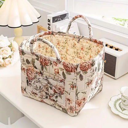 Floral Canvas Storage Basket – Lightweight, Durable Design for Organizing Clothes, Shoes, and Accessories 3