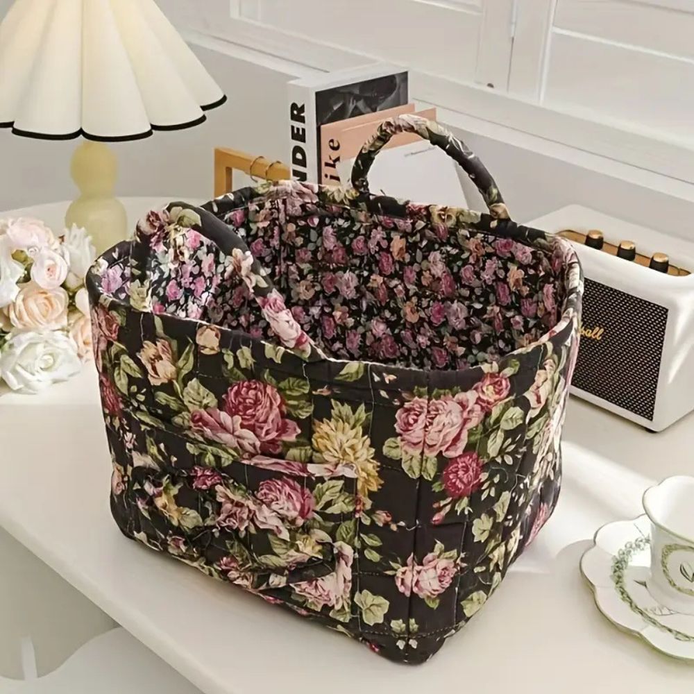 Floral Canvas Storage Basket – Lightweight, Durable Design for Organizing Clothes, Shoes, and Accessories 6