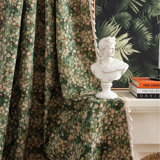 French Vintage Floral Tapestry Curtain | Romantic Microfiber, Light-Filtering