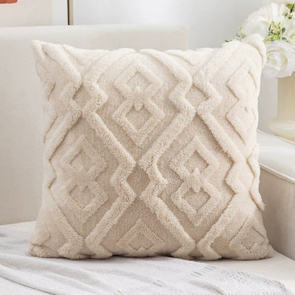 Fuzzy Diamond Pattern Cushion Cover
