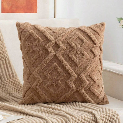 Fuzzy Diamond Pattern Cushion Cover