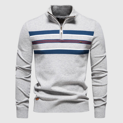 Vance Men's Striped Sweater - styled view