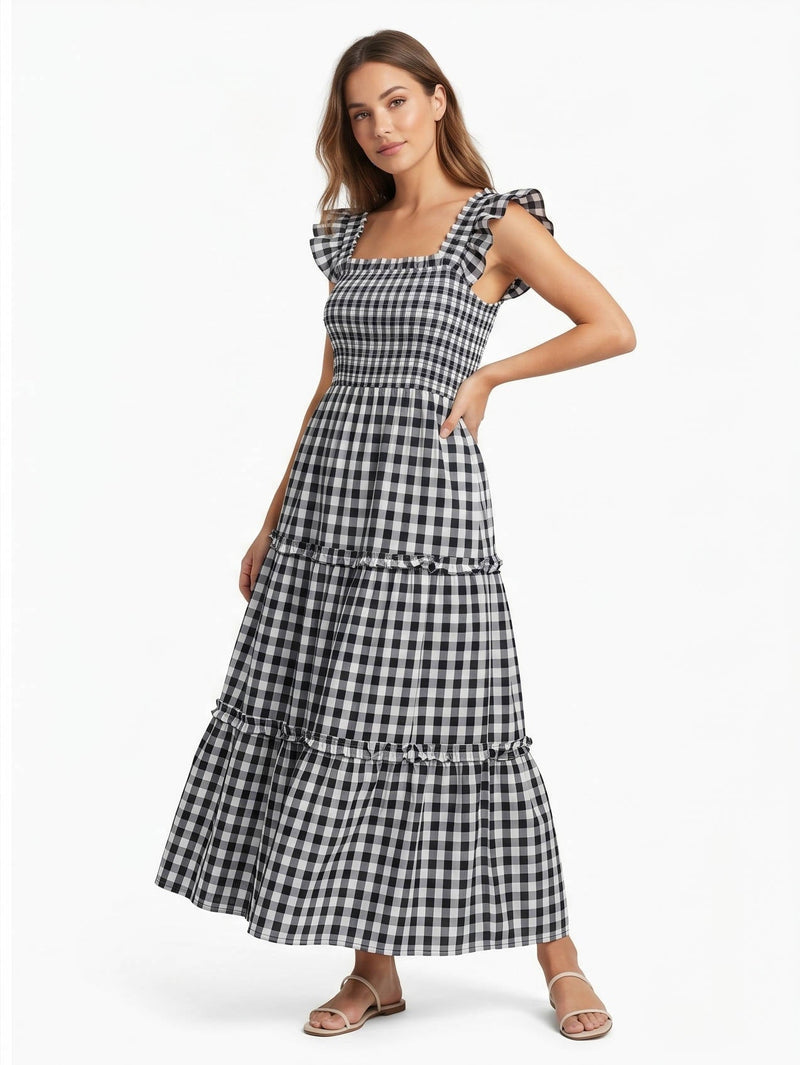 Mabel Women's Plaid Maxi Dress - shown in use