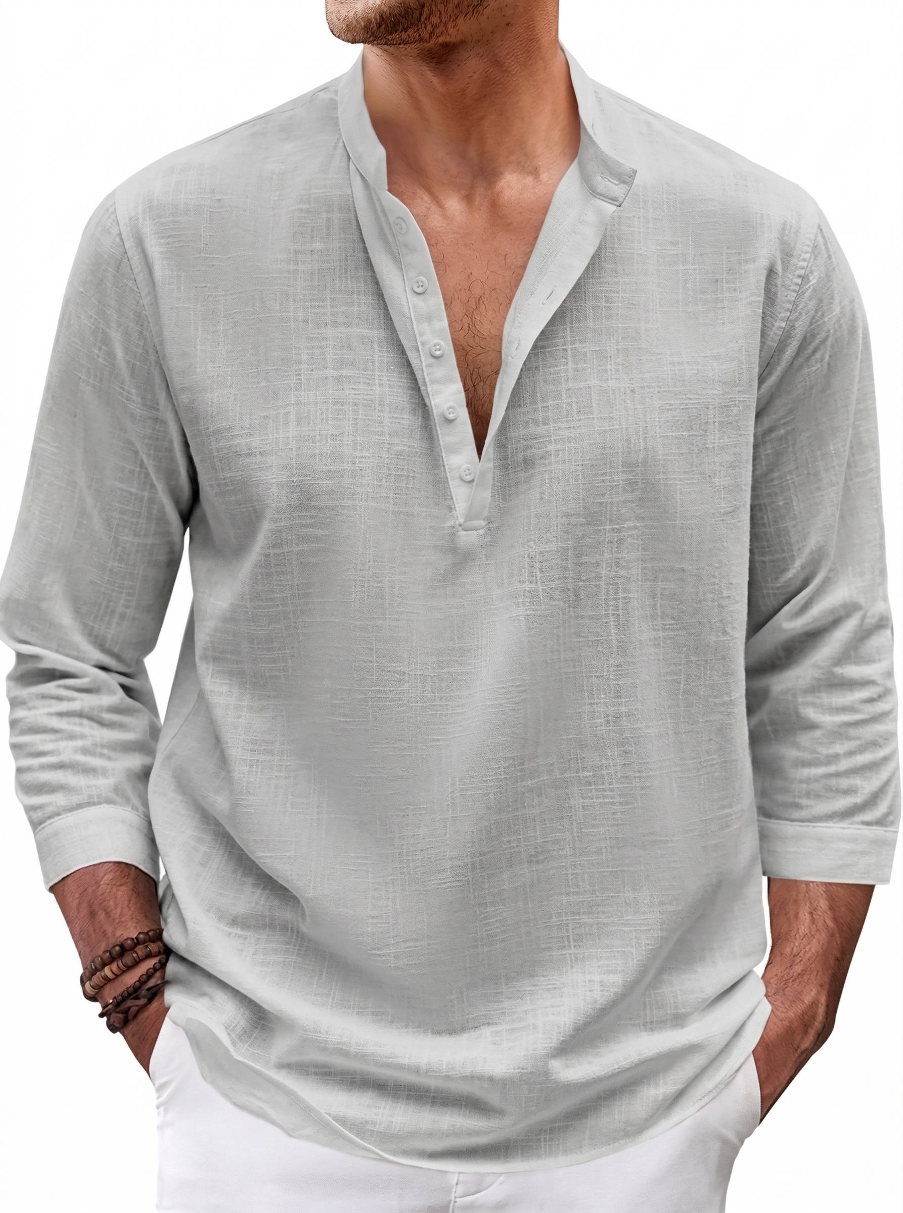 Reuben Men's Linen Shirt - flat lay