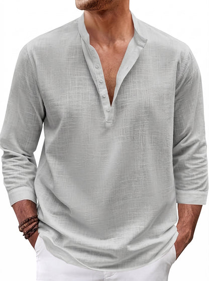 Reuben Men's Linen Shirt - flat lay