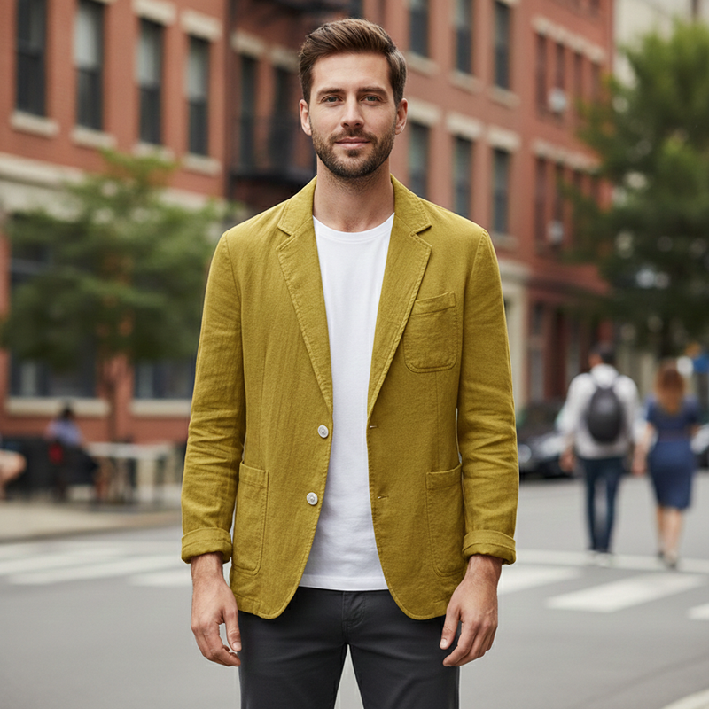Gideon Men's Linen Blazer - front view
