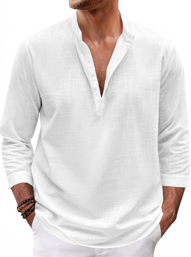 Reuben Men's Linen Shirt | Loose Fit, Long Sleeve