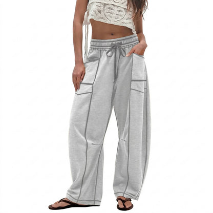 Yara Women's Wide Leg Joggers - fabric and finish detail