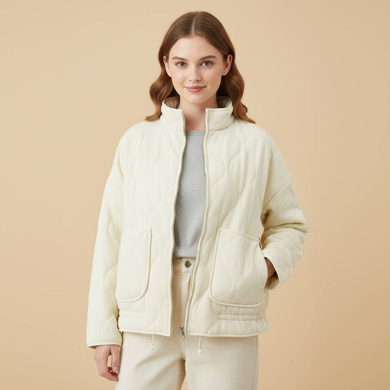 Elise Women's Quilted Jacket | Black, Beige