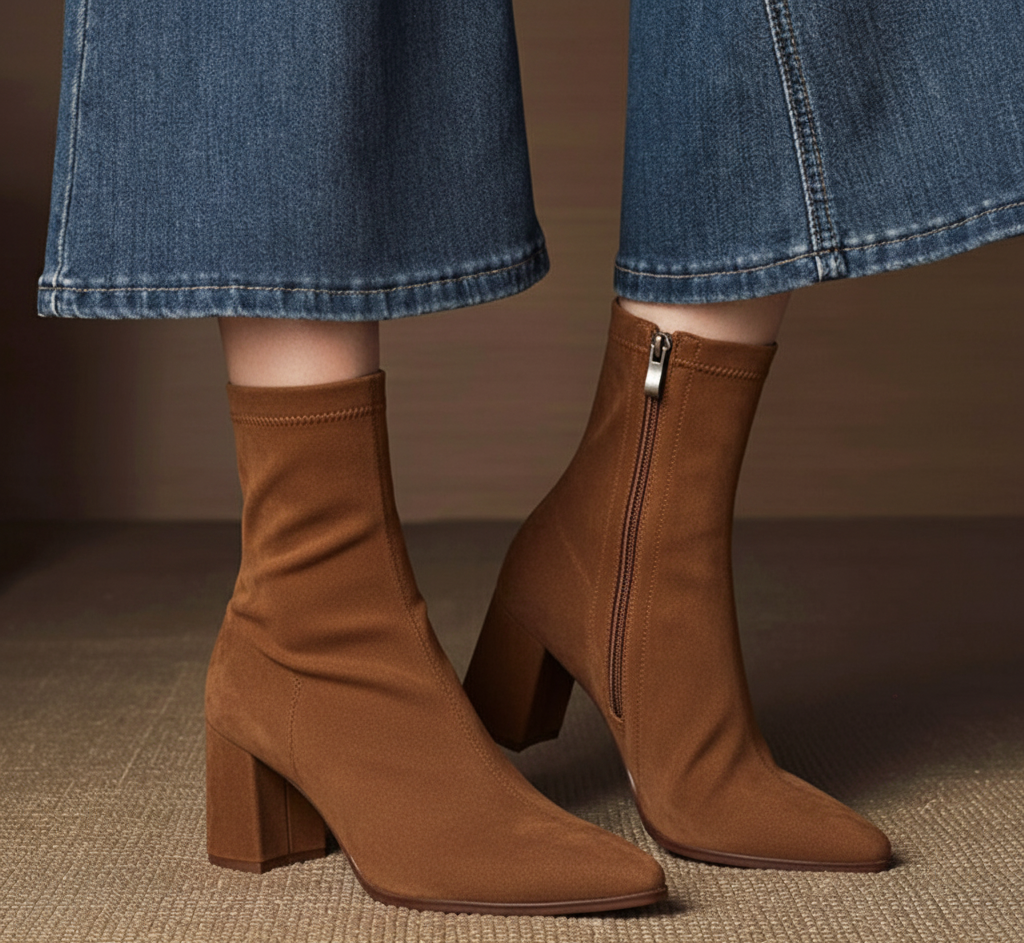 Lena Women's Block Heel Ankle Boots - full-length view