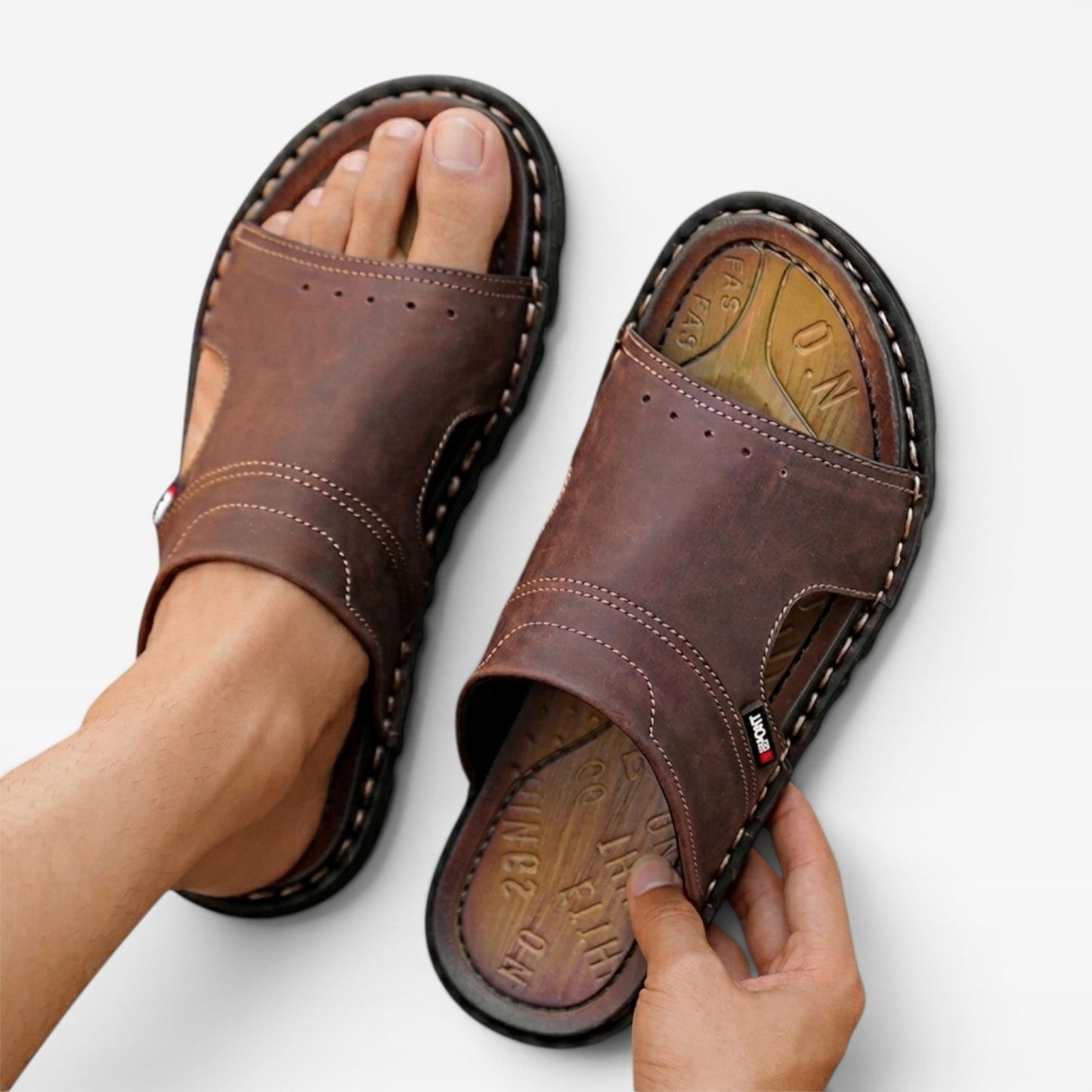Ambrose Men's Sandals - fabric and finish detail