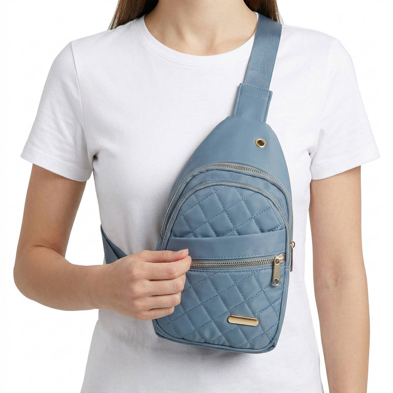 Nadia Women's Quilted Crossbody Bag - shown in use