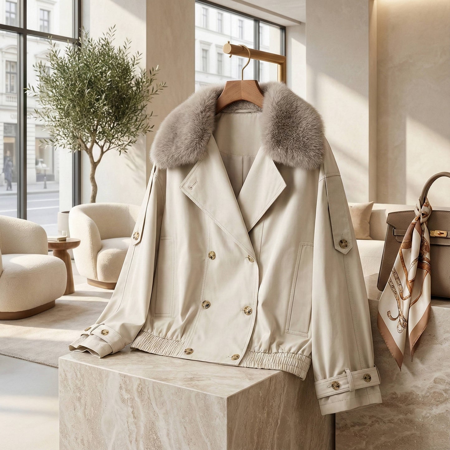 Fleur Women's Trench Coat - full-length view