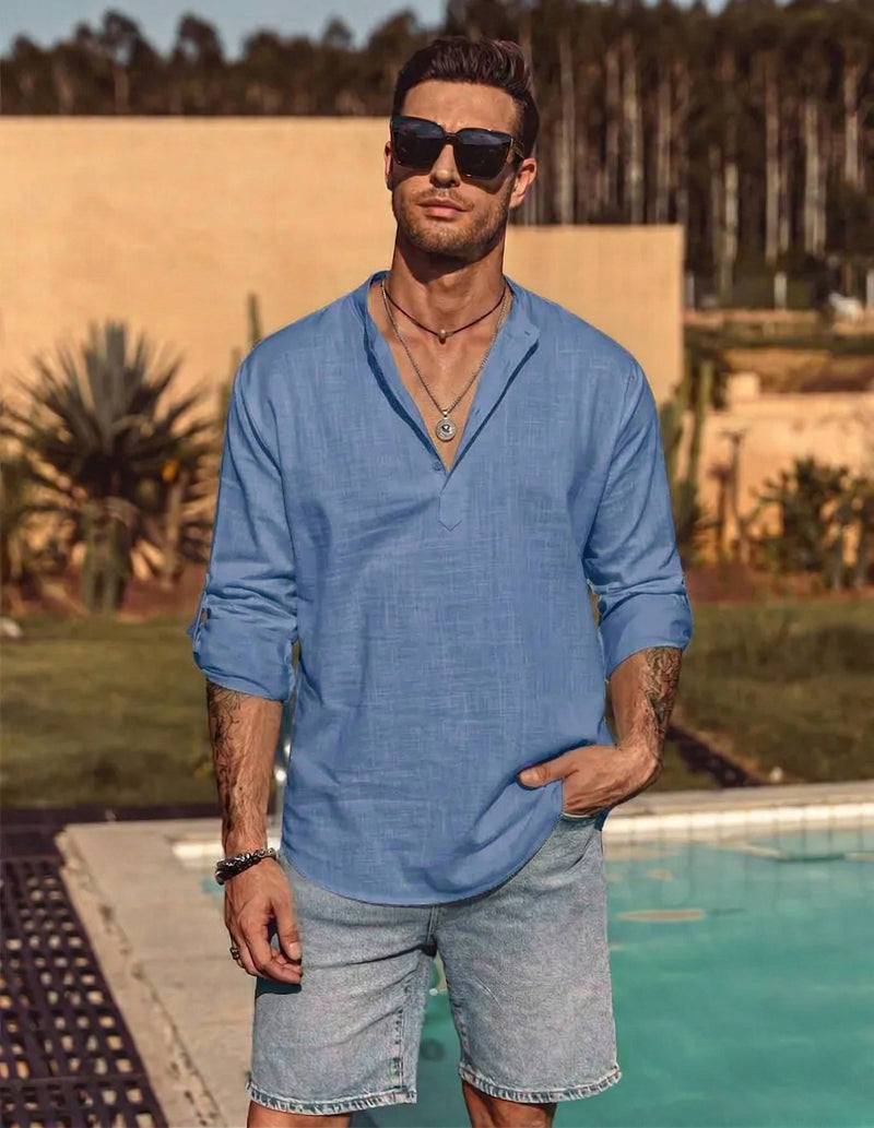 Hollis Men's Linen Shirt - shown in use