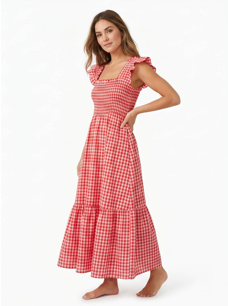 Mabel Women's Plaid Maxi Dress - styled view