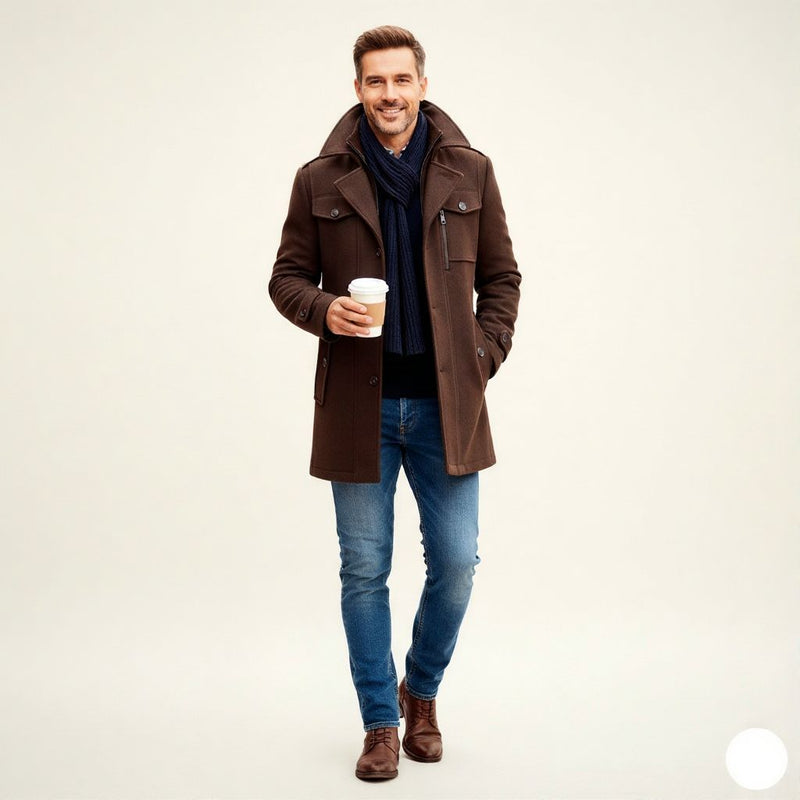 Sawyer Men's Trench Coat - fabric and finish detail