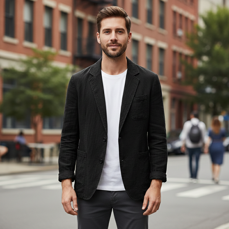 Gideon Men's Linen Blazer - flat lay