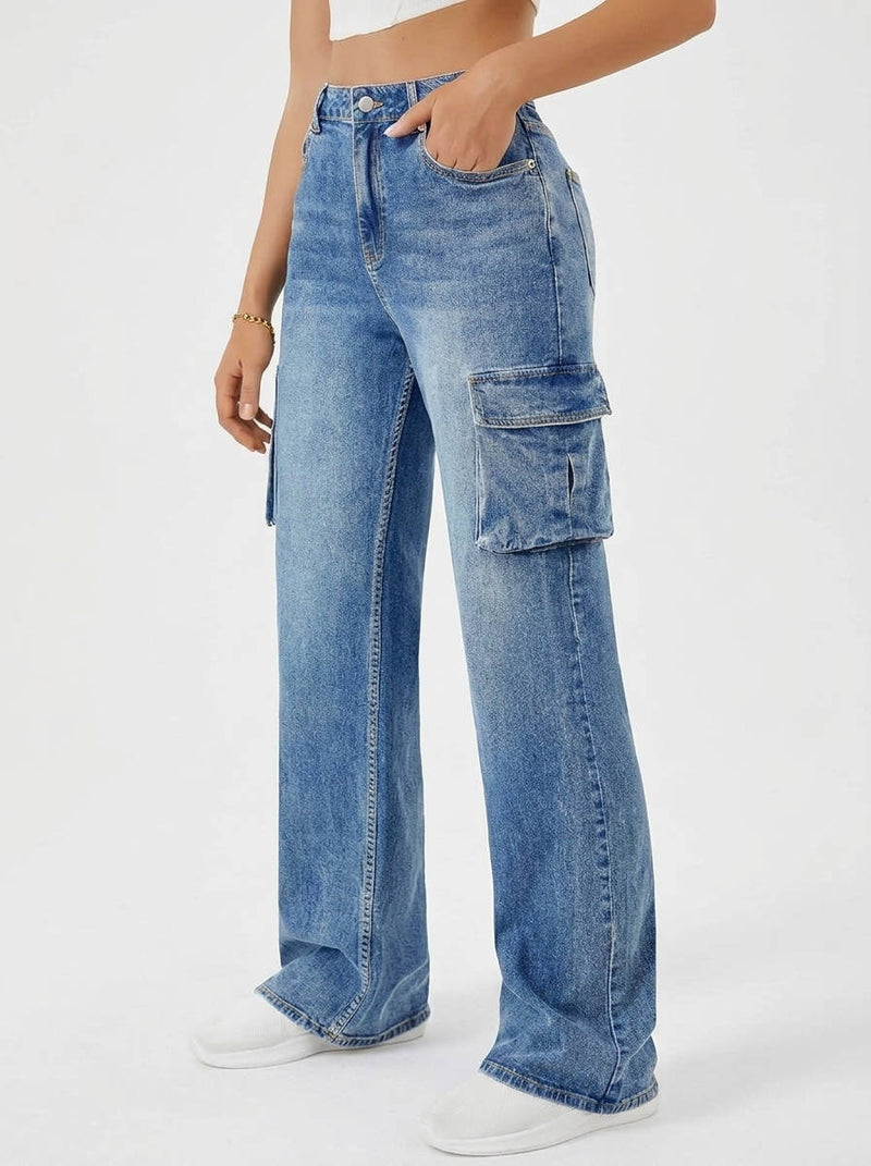 Vienna Women's Wide Leg Cargo Pants - fabric and finish detail