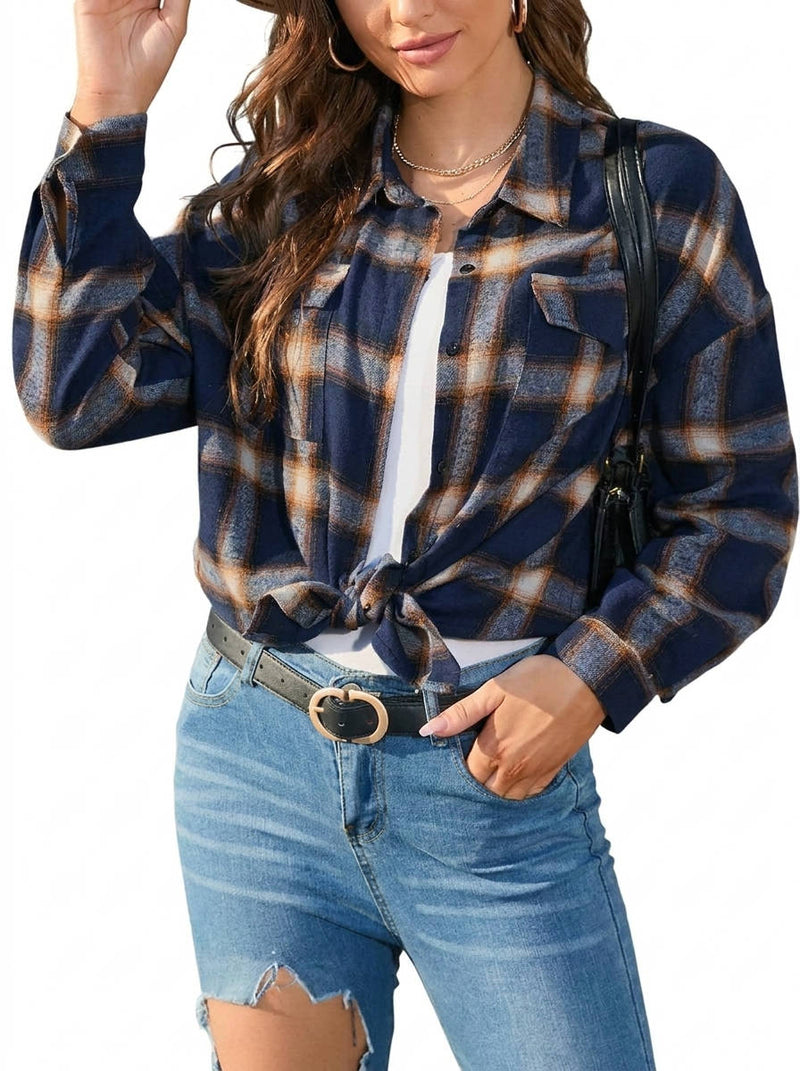Opal Women's Plaid Jacket | Collared, Long Sleeve, Button
