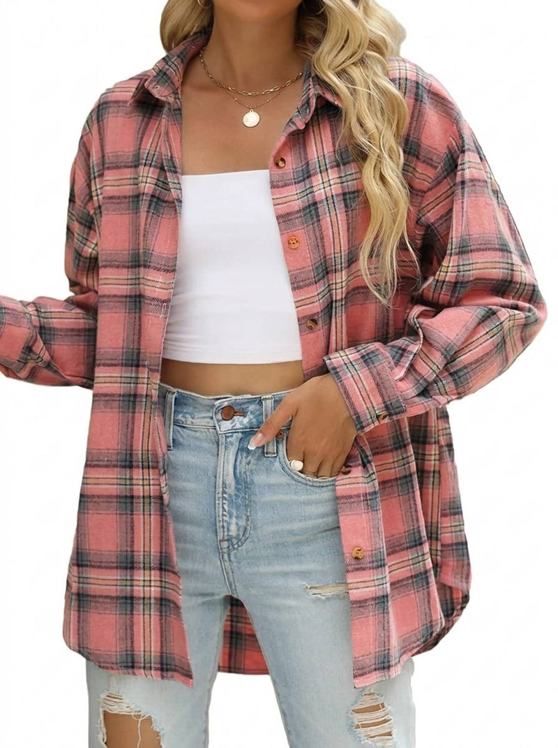 Nora Women's Plaid Jacket | Long Sleeve, Button