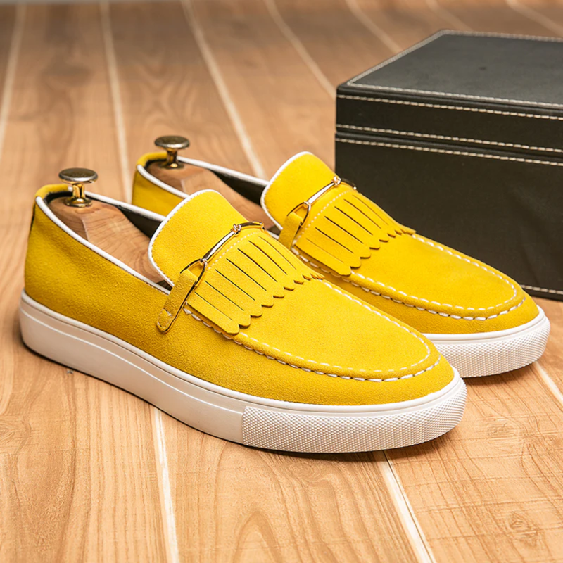 Ezra Men's Suede Loafers - flat lay