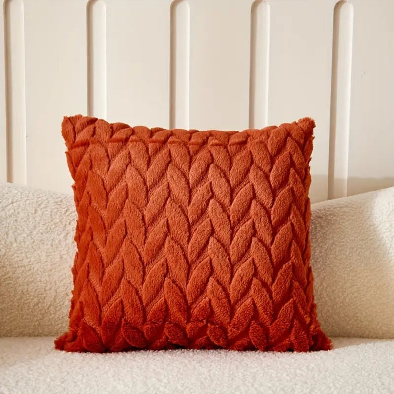 Geo Leaves Embroidered Cushion Cover