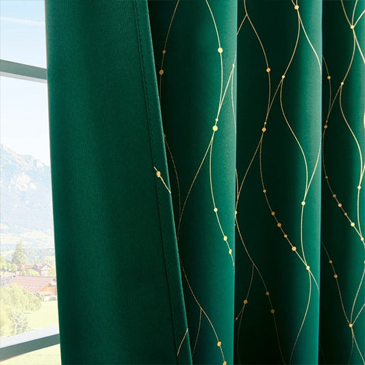 Gleam Chic Blackout Curtain | Wave Sheen, Grommet Top