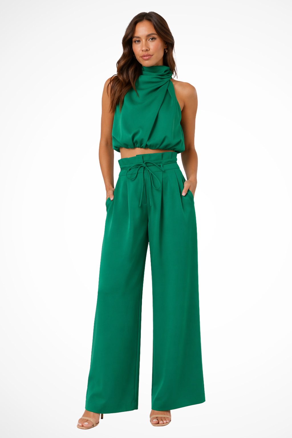 Rhea Women's Wide Leg Trousers - styled view