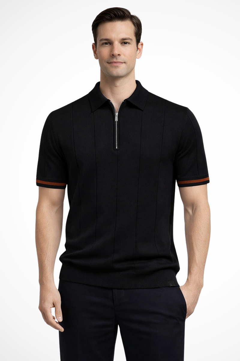 Desmond Men's Ribbed Knit Shirt - fabric and finish detail