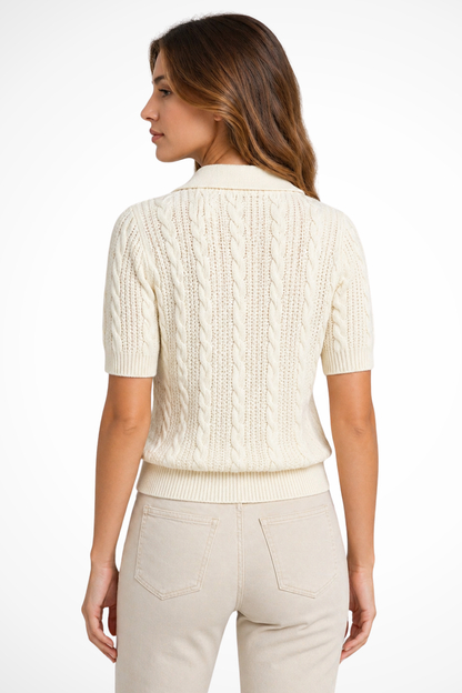 Liana Women's Cable Knit Cardigan - fabric and finish detail