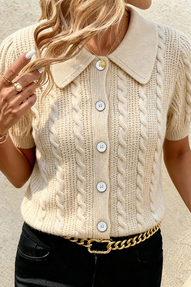 Kaia Women's Cable Knit Cardigan - styled view