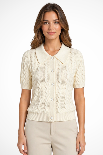 Liana Women's Cable Knit Cardigan - front view