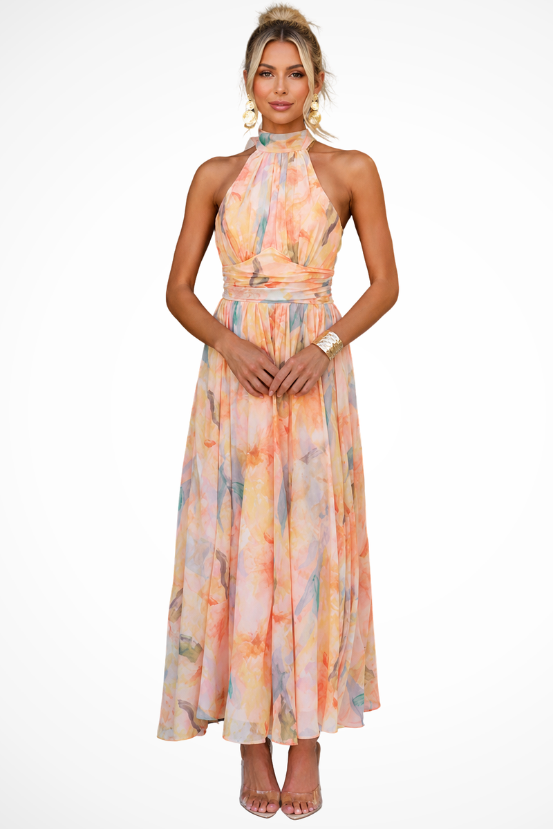 Sable Women's Floral Maxi Dress | Halter, Chiffon, Halter Neck