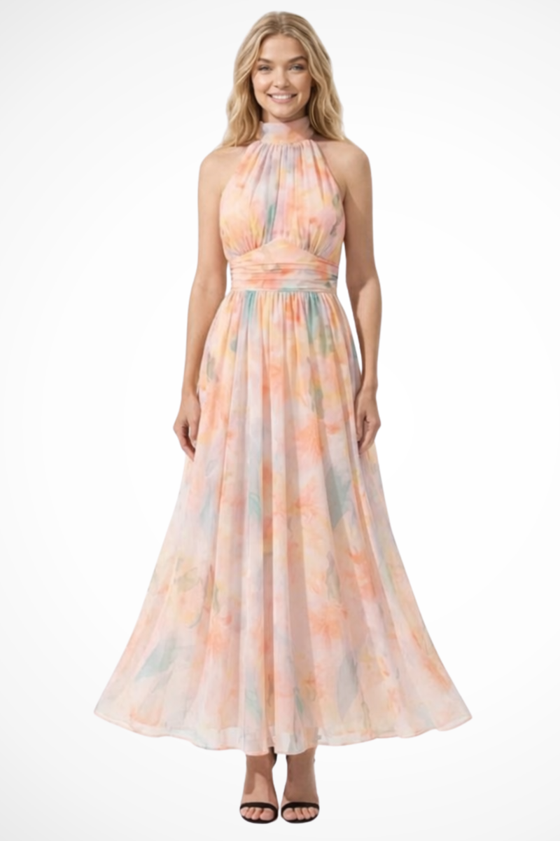 Lila Women's Floral Maxi Dress | Halter, Chiffon, Halter Neck