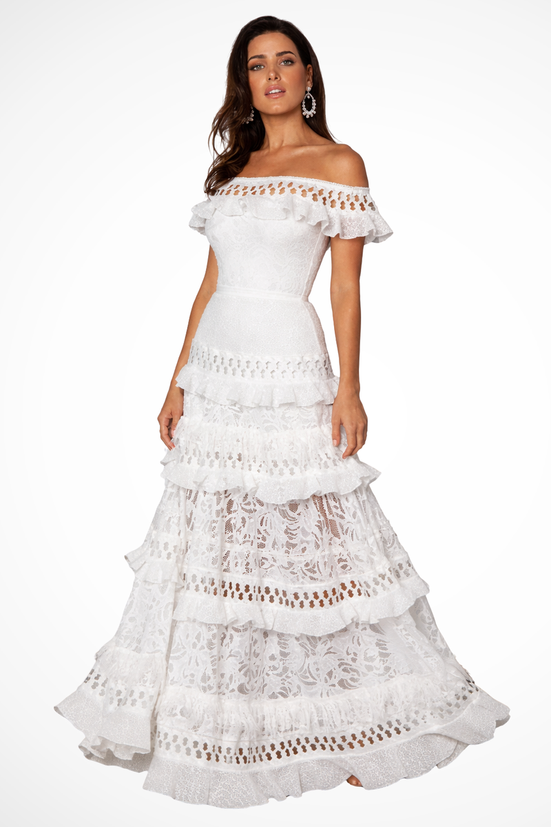 Tallulah Women's Maxi Dress | Ruffle, Tiered, Lace